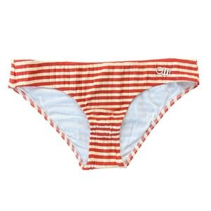 Solid & Striped The Elle Bikini Bottom Bronze Rib Orange Cream Striped Large NWT